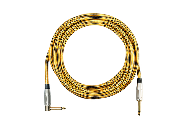 Fabric Covered Guitar Cable FAL with 1/4" Plug Straight to Angled