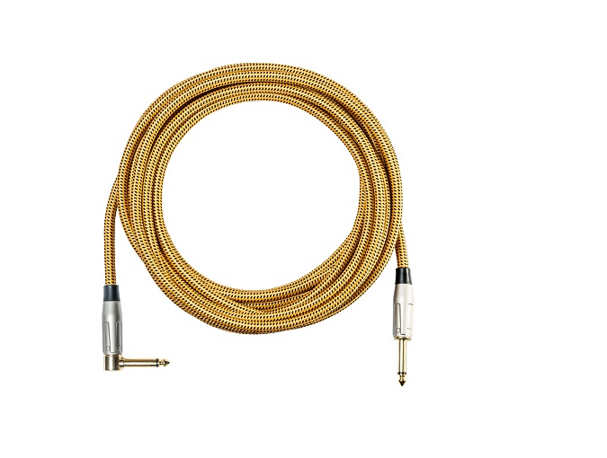 Tweed Instrument Guitar Cable FAL-3 with 1/4 inch Straight to Angled Plug